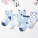 5 Pairs Children's Cotton Mid-calf Length Socks - Fashionner